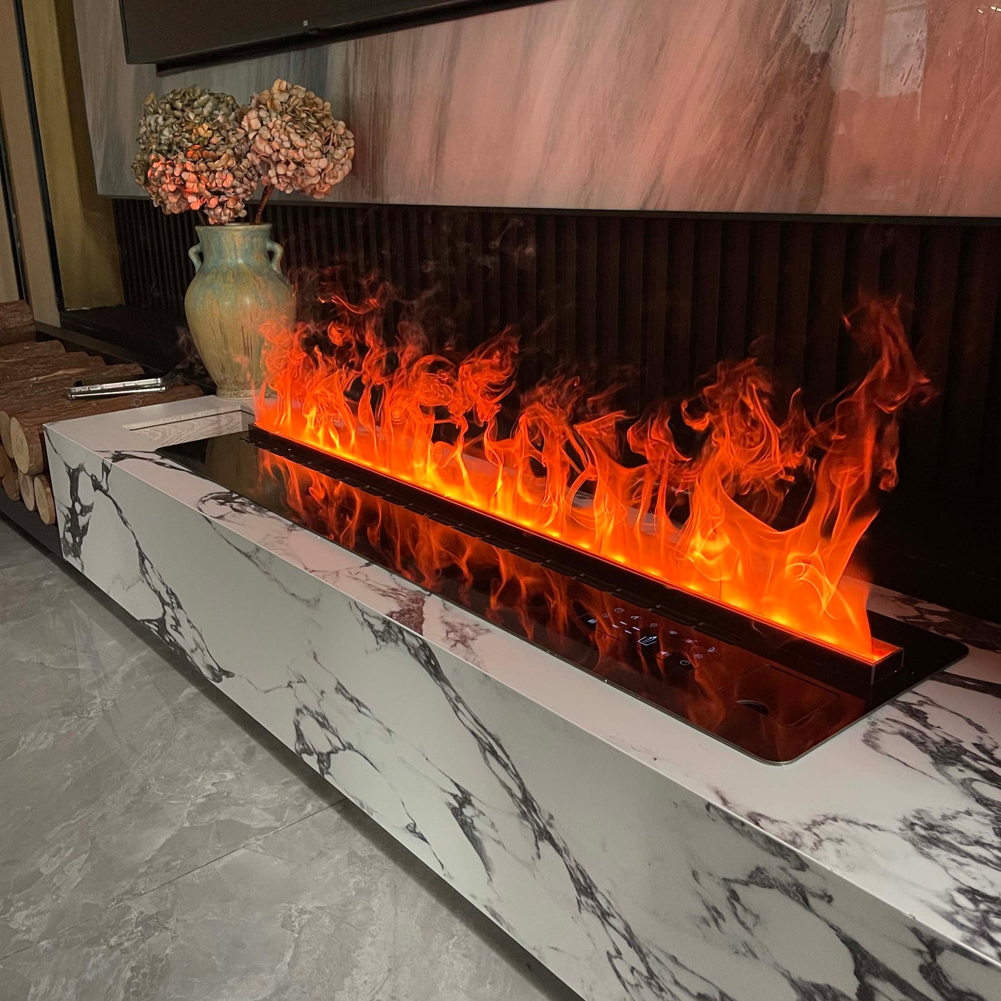 Built-In 3D Vapor Fireplace with Auto Water Supply System, App & Remote Control, Realistic Mist Flame
