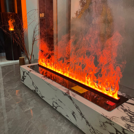 3D Vapor Electric Fireplace for Living Room — Smart Simulated Flame, Atomizing Water Mist, App & Remote Control Fireplace