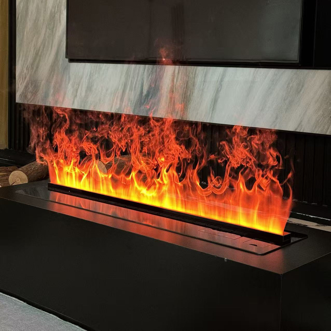 Built-In 3D Vapor Fireplace with Auto Water Supply System, App & Remote Control, Realistic Mist Flame